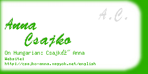 anna csajko business card